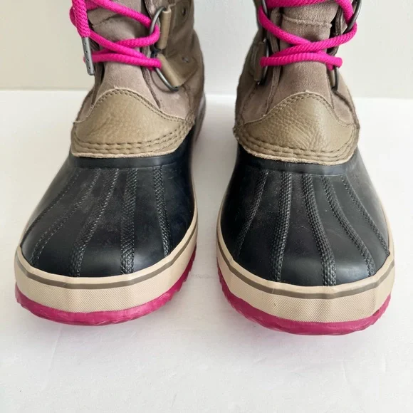 SOREL Joan Of Arctic Faux Fur Lined Suede Pebble Deep Blush Boots Wool Liner 12 - Picture 8 of 14